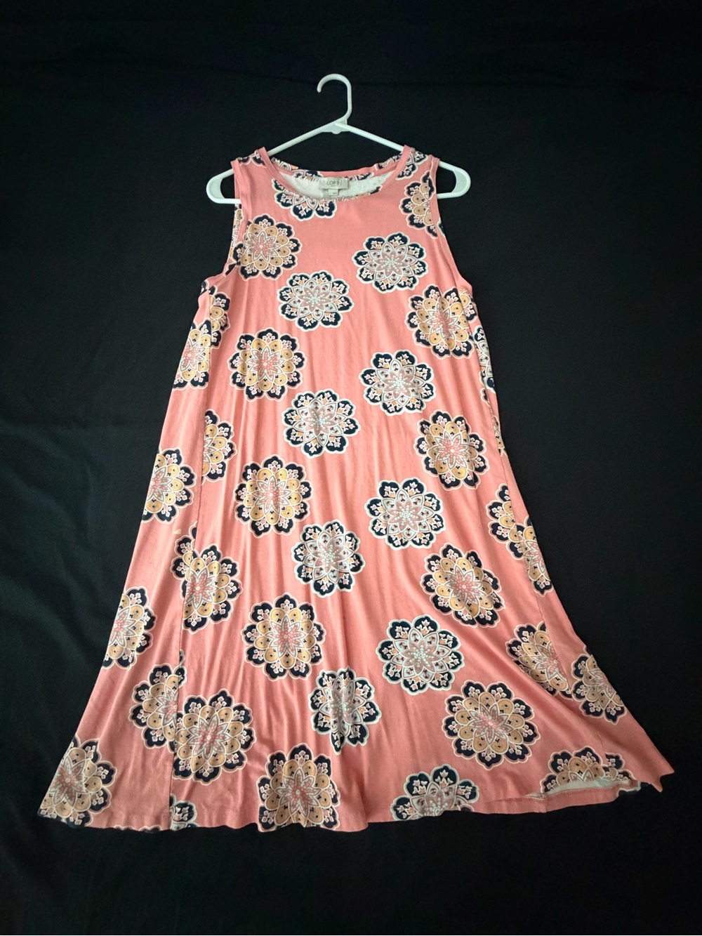 LOFT Coral Pink Medallion Maxi Dress